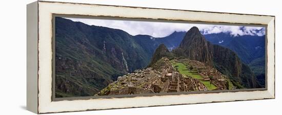 Ruins of Buildings at an Archaeological Site, Inca Ruins, Machu Picchu, Cusco Region, Peru-null-Framed Stretched Canvas