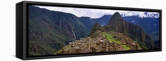 Ruins of Buildings at an Archaeological Site, Inca Ruins, Machu Picchu, Cusco Region, Peru-null-Framed Stretched Canvas