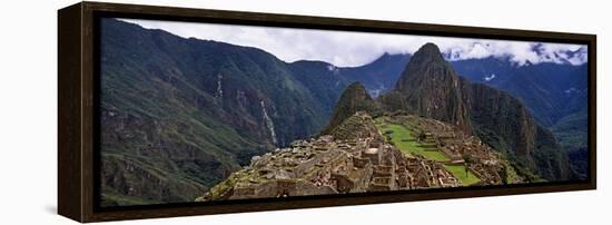 Ruins of Buildings at an Archaeological Site, Inca Ruins, Machu Picchu, Cusco Region, Peru-null-Framed Stretched Canvas