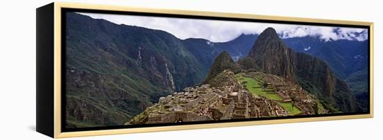 Ruins of Buildings at an Archaeological Site, Inca Ruins, Machu Picchu, Cusco Region, Peru-null-Framed Stretched Canvas