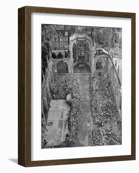 Ruins of Coventry Cathedral after Bombing by Germans During WWII-null-Framed Photographic Print