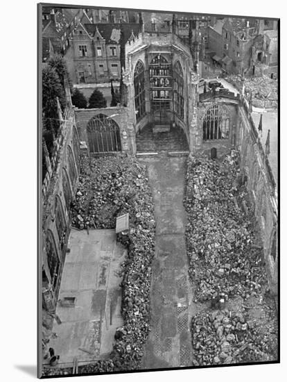 Ruins of Coventry Cathedral after Bombing by Germans During WWII-null-Mounted Photographic Print