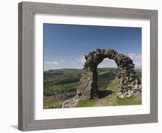 Ruins of Dinas Bran Castle and Village of Llangollen Below, Denbighshire-Richard Maschmeyer-Framed Photographic Print