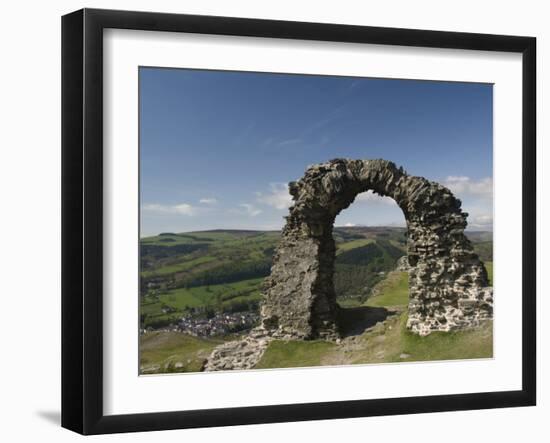Ruins of Dinas Bran Castle and Village of Llangollen Below, Denbighshire-Richard Maschmeyer-Framed Photographic Print