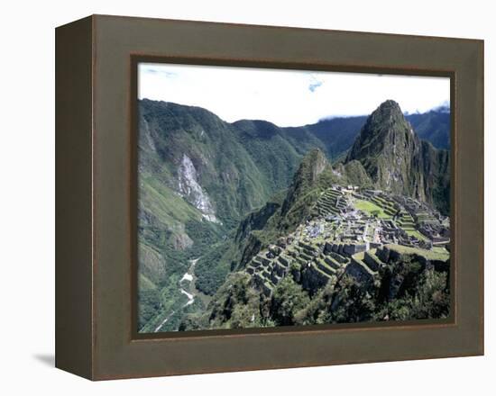 Ruins of Inca Town Site, Seen from South, with Rio Urabamba Below, Unesco World Heritage Site-Tony Waltham-Framed Premier Image Canvas