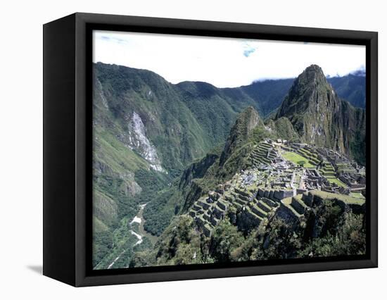 Ruins of Inca Town Site, Seen from South, with Rio Urabamba Below, Unesco World Heritage Site-Tony Waltham-Framed Premier Image Canvas