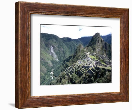 Ruins of Inca Town Site, Seen from South, with Rio Urabamba Below, Unesco World Heritage Site-Tony Waltham-Framed Photographic Print