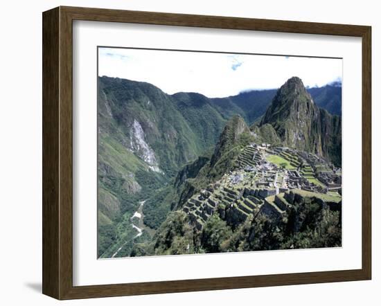 Ruins of Inca Town Site, Seen from South, with Rio Urabamba Below, Unesco World Heritage Site-Tony Waltham-Framed Photographic Print