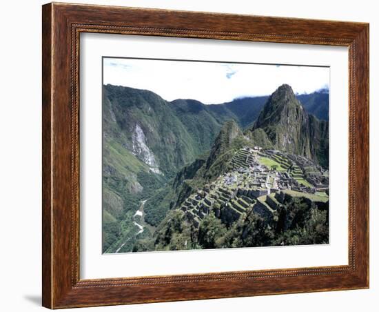 Ruins of Inca Town Site, Seen from South, with Rio Urabamba Below, Unesco World Heritage Site-Tony Waltham-Framed Photographic Print