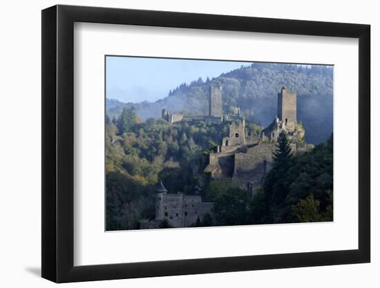 Ruins of Oberburg and Niederburg Castles, Manderscheid, Eifel, Rhineland-Palatinate, Germany, Europ-Hans-Peter Merten-Framed Photographic Print