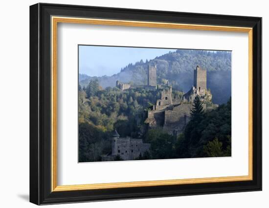 Ruins of Oberburg and Niederburg Castles, Manderscheid, Eifel, Rhineland-Palatinate, Germany, Europ-Hans-Peter Merten-Framed Photographic Print