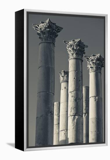 Ruins of Roman-era columns, Jerash, Jordan-null-Framed Premier Image Canvas