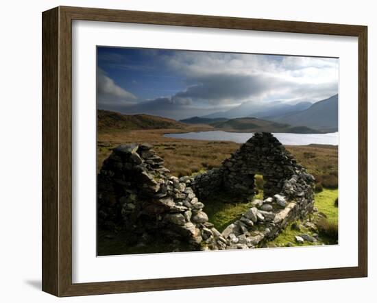 Ruins of Shephed's Hut at Llyn Y Dywarchen, Gwynedd, North Wales, UK-Ross Hoddinott-Framed Photographic Print