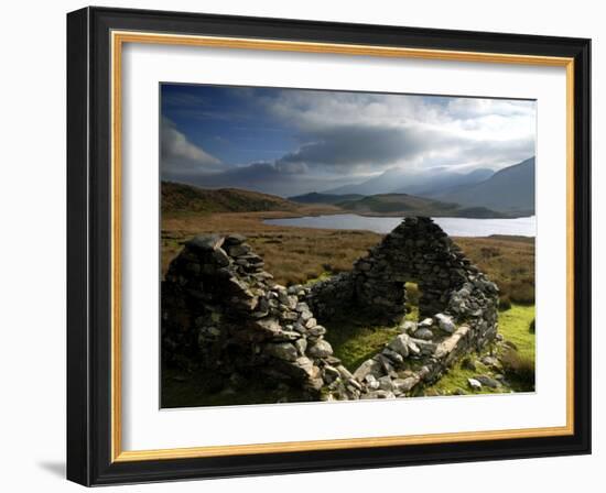 Ruins of Shephed's Hut at Llyn Y Dywarchen, Gwynedd, North Wales, UK-Ross Hoddinott-Framed Photographic Print