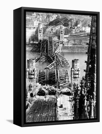 Ruins of the Hohenzollern Bridge Destroyed by Allied Air Raids-Margaret Bourke-White-Framed Premier Image Canvas