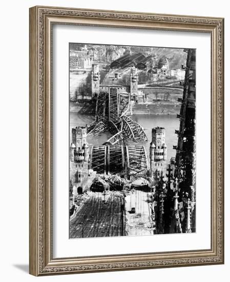 Ruins of the Hohenzollern Bridge Destroyed by Allied Air Raids-Margaret Bourke-White-Framed Photographic Print