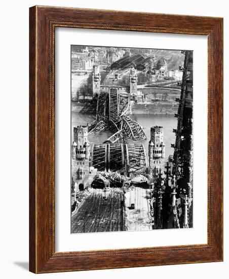 Ruins of the Hohenzollern Bridge Destroyed by Allied Air Raids-Margaret Bourke-White-Framed Photographic Print
