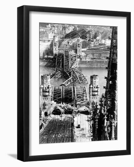 Ruins of the Hohenzollern Bridge Destroyed by Allied Air Raids-Margaret Bourke-White-Framed Photographic Print