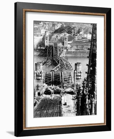 Ruins of the Hohenzollern Bridge Destroyed by Allied Air Raids-Margaret Bourke-White-Framed Photographic Print