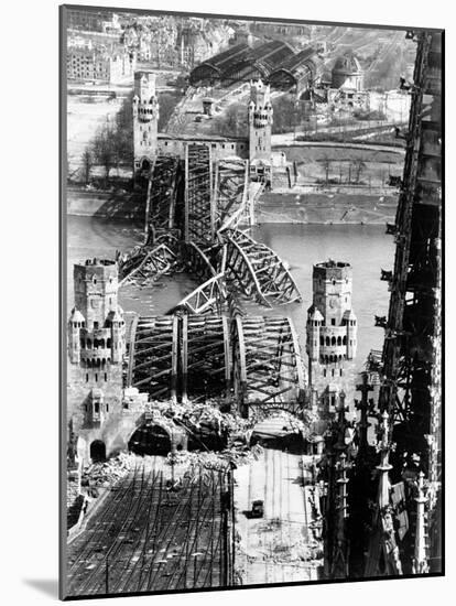 Ruins of the Hohenzollern Bridge Destroyed by Allied Air Raids-Margaret Bourke-White-Mounted Photographic Print