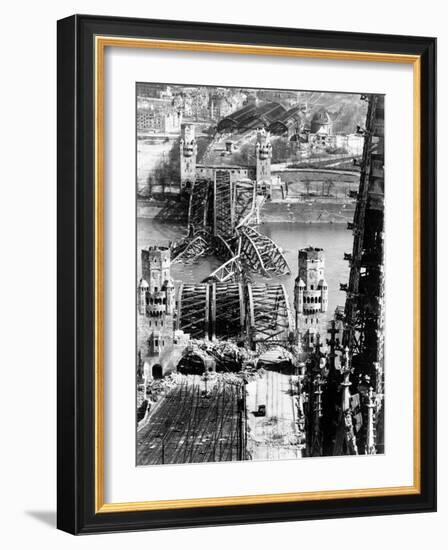 Ruins of the Hohenzollern Bridge Destroyed by Allied Air Raids-Margaret Bourke-White-Framed Photographic Print