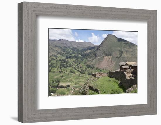 Ruins of the Inca archaeological site of Pisac near Cusco,  Peru, South America-Julio Etchart-Framed Photographic Print