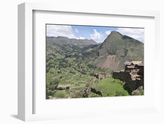 Ruins of the Inca archaeological site of Pisac near Cusco,  Peru, South America-Julio Etchart-Framed Photographic Print