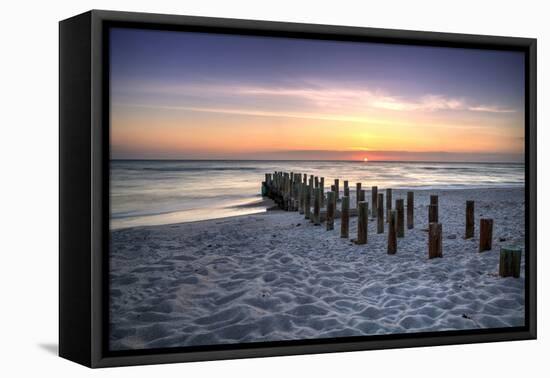 Ruins of the Old Naples Pier at Sunset on the Ocean-steffstarr-Framed Premier Image Canvas