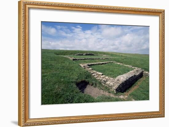 Ruins of the Roman Temple in the Prehistoric Fortress of Maiden Castle-null-Framed Giclee Print