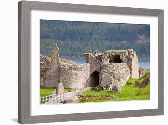 Ruins of Urquhart Castle at Loch Ness Inverness Highlands Scotland UK-vichie81-Framed Photographic Print