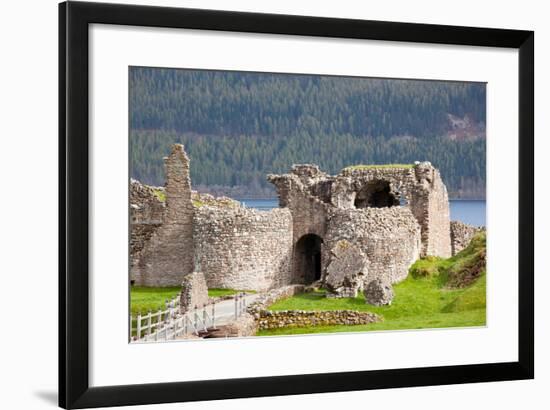 Ruins of Urquhart Castle at Loch Ness Inverness Highlands Scotland UK-vichie81-Framed Photographic Print