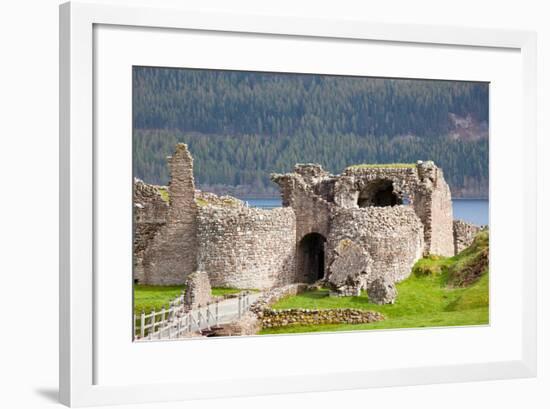 Ruins of Urquhart Castle at Loch Ness Inverness Highlands Scotland UK-vichie81-Framed Photographic Print