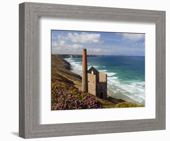 Ruins of Wheal Coates Tin Mine Engine House, Near St Agnes, Cornwall, England-Stuart Black-Framed Photographic Print