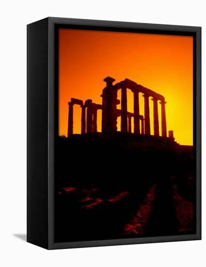 Ruins on Cliff in Cape Sounion, Poseidon, Greece-Bill Bachmann-Framed Premier Image Canvas