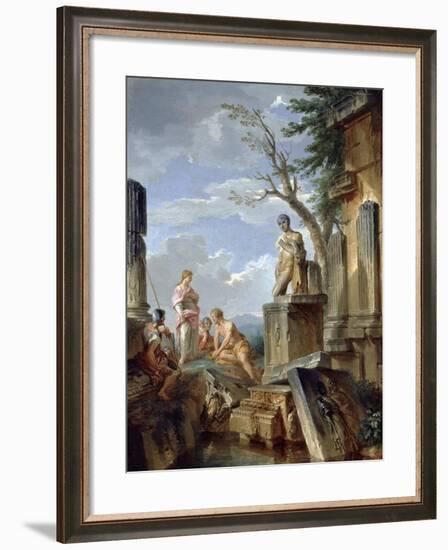 Ruins with a Sibyl and Other Figures, C.1720-Giovanni Paolo Pannini-Framed Giclee Print