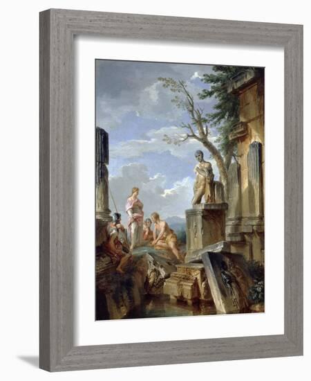 Ruins with a Sibyl and Other Figures, C.1720-Giovanni Paolo Pannini-Framed Giclee Print