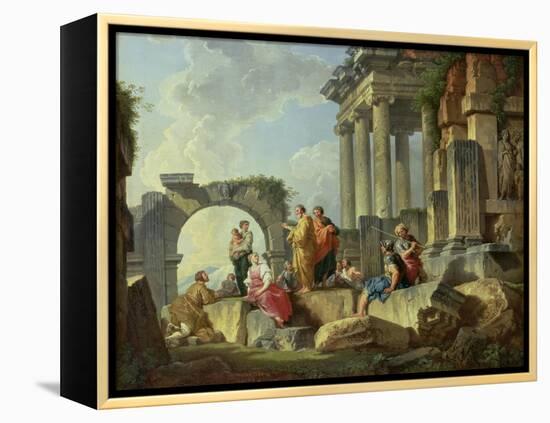 Ruins with the Apostle Paul Preaching, 1744-Giovanni Paolo Pannini-Framed Premier Image Canvas
