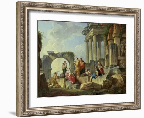 Ruins with the Apostle Paul Preaching, 1744-Giovanni Paolo Pannini-Framed Giclee Print