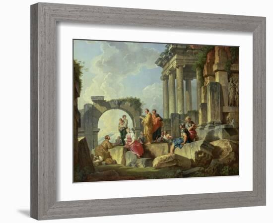 Ruins with the Apostle Paul Preaching, 1744-Giovanni Paolo Pannini-Framed Giclee Print