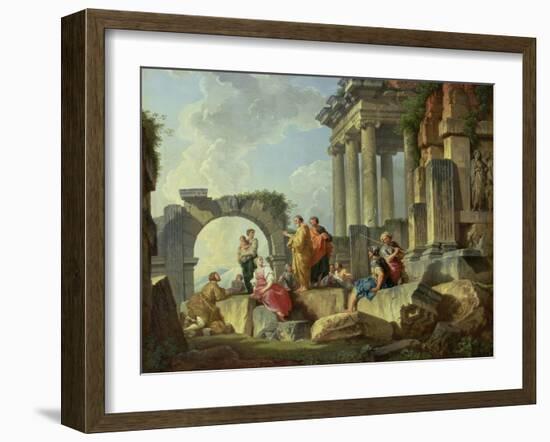 Ruins with the Apostle Paul Preaching, 1744-Giovanni Paolo Pannini-Framed Giclee Print