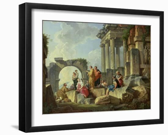 Ruins with the Apostle Paul Preaching, 1744-Giovanni Paolo Pannini-Framed Giclee Print