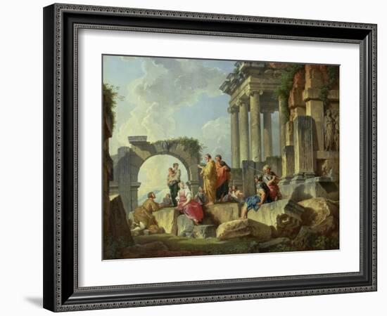 Ruins with the Apostle Paul Preaching, 1744-Giovanni Paolo Pannini-Framed Giclee Print
