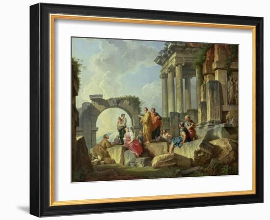 Ruins with the Apostle Paul Preaching, 1744-Giovanni Paolo Pannini-Framed Giclee Print