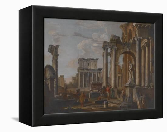 Ruins with the Temple of Antonius and Faustina, C.1727-30-Giovanni Paolo Pannini-Framed Premier Image Canvas