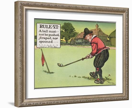 Rule Vi: a Ball Must Not be Pushed, Scraped Nor Spooned, from "Rules of Golf," Published circa 1905-Charles Crombie-Framed Giclee Print