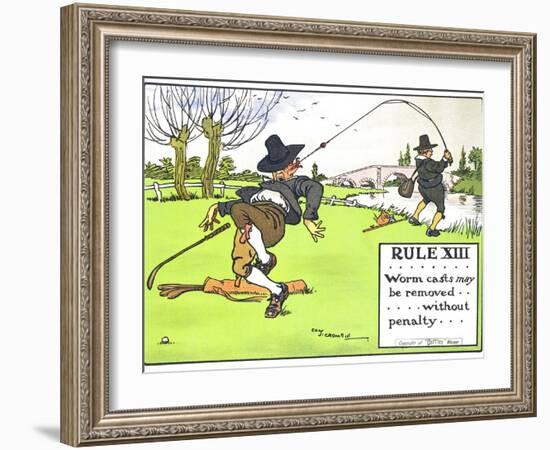 Rule XIII: Worm Casts May be Removed...Without Penalty..., from "Rules of Golf," Published c. 1905-Charles Crombie-Framed Giclee Print