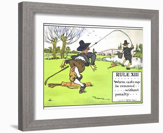 Rule XIII: Worm Casts May be Removed...Without Penalty..., from "Rules of Golf," Published c. 1905-Charles Crombie-Framed Giclee Print