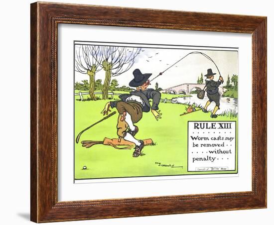 Rule XIII: Worm Casts May be Removed...Without Penalty..., from "Rules of Golf," Published c. 1905-Charles Crombie-Framed Giclee Print