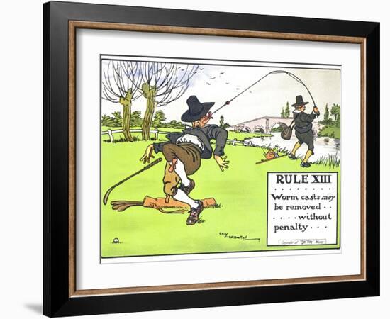 Rule XIII: Worm Casts May be Removed...Without Penalty..., from "Rules of Golf," Published c. 1905-Charles Crombie-Framed Giclee Print