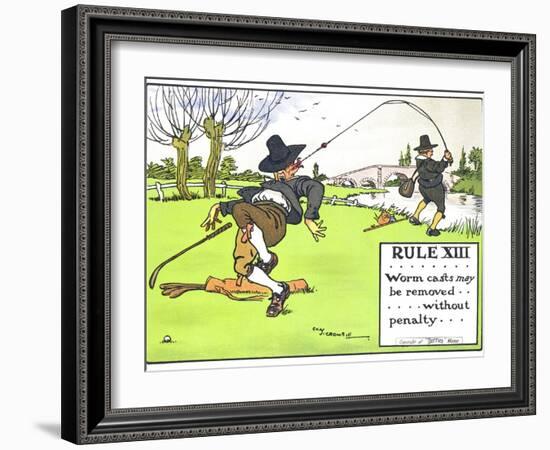 Rule XIII: Worm Casts May be Removed...Without Penalty..., from "Rules of Golf," Published c. 1905-Charles Crombie-Framed Giclee Print